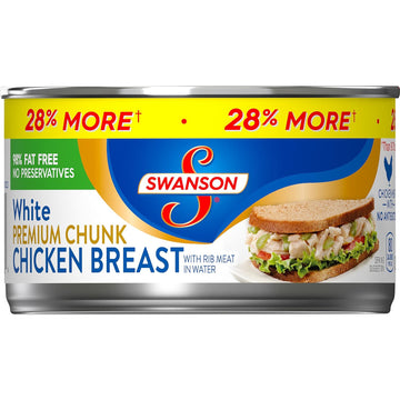 Swanson White Premium Chunk Canned Chicken Breast In Water, Fully Cooked Chicken, 12. Can
