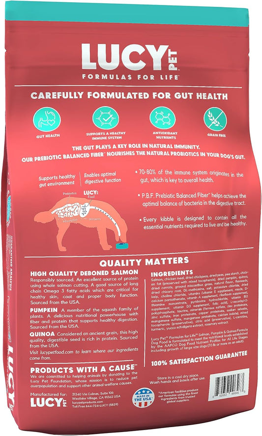 Lucy Pet Formulas For Life Salmon, Pumpkin, & Quinoa Dry Dog Food, All Life Stages, Digestive Health, Sensitive Stomach & Skin, 25Lb Bag