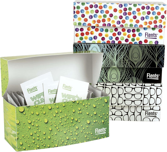 Flents Wipe N Clear Biodegradable Lens Wipes Assorted Box Patterns 25 Count (Pack Of 1)