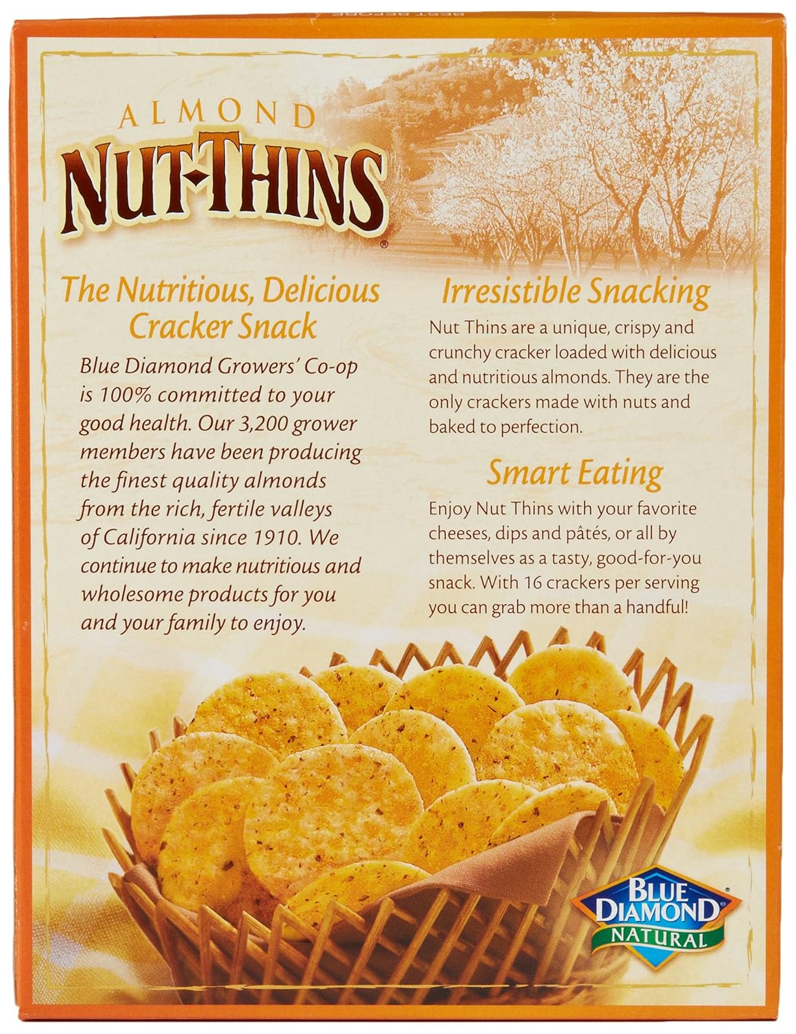 Blue Diamond Almonds, Three Cheese Gluten Free Nut Thin Cracker Crisps, 4.25 Oz