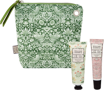 William Morris At Home Patchouli & Red Berry Hand Care Duo Bag Set | Enriched With Essential Oils | Cruelty Free & Vegan Friendly | Travel Friendly Sizes | 2 X 30Ml