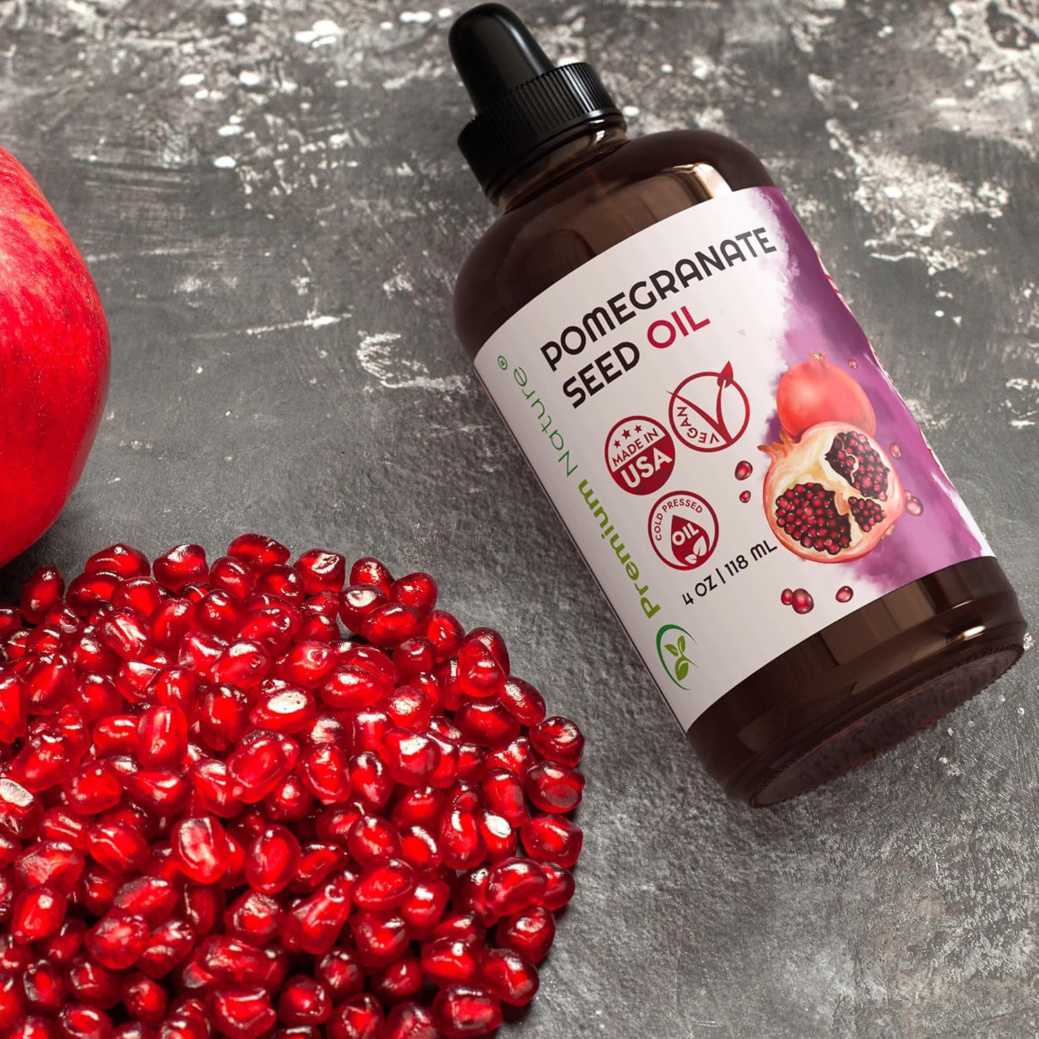 Premium Nature Pomegranate Seed Face Oil. 100% Pure Unrefined Cold Pressed For Essential Oils. Gua Sha Oil. Oil For Hair Skin And Nails 4 Oz : Beauty & Personal Care
