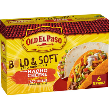 Old El Paso Nacho Cheese Bold & Soft Tortilla Taco Dinner Kit, 12 Ct., 12.6 Oz