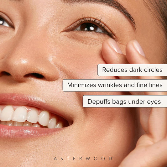 Asterwood Hyaluronic Acid Eye Serum - Reduces Undereye Bags, Wrinkles, Dark Circles, Fine Lines, & Crow'S Feet - With Matrixyl 3000, Niacinamide & Caffeine - Treatment For Women & Men - 0.5 Fl Oz