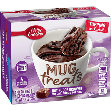 Betty Crocker Mug Treats Hot Fudge Brownie Mix With Fudge Topping, 4 Servings, 13.9 Oz