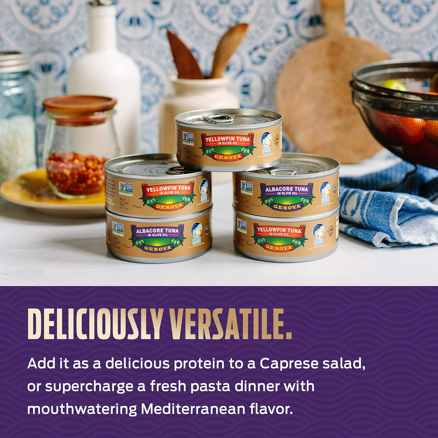 Genova Premium Yellowfin Tuna in Olive Oil, Wild Caught, Solid Light, 3 oz. Can (Pack of 8) : Grocery & Gourmet Food