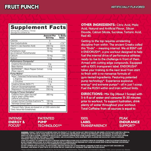 Bsn Endorush Pre-Workout Powder, Energy Supplement For Men And Women,