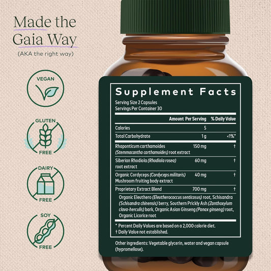 Gaia Herbs Jump Start - Helps Sustain Healthy Energy And Stress Levels - With Cordyceps, Schisandra, Rhodiola, And Licorice - 60 Vegan Liquid Phyto-Capsules (30-Day Supply)