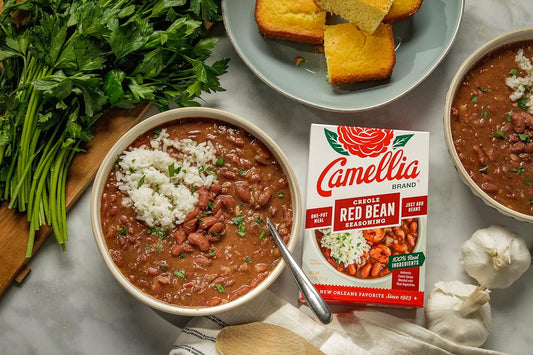 Camellia Brand Dried Red Kidney Beans & Red Bean Seasoning, Authentic Louisiana Flavor (Set Of 2)