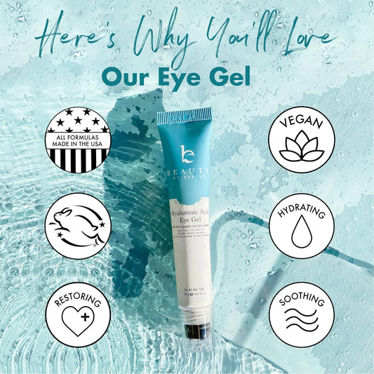 Hyaluronic Acid Eye Gel - Under Eye Serum Anti Aging with Centella Asiatica, Under Eye Wrinkles Repair, Eye Moisturizer, Eye Gel for Puffiness, Dark Circles Eye Treatment, Eye Cream Wrinkle Serum
