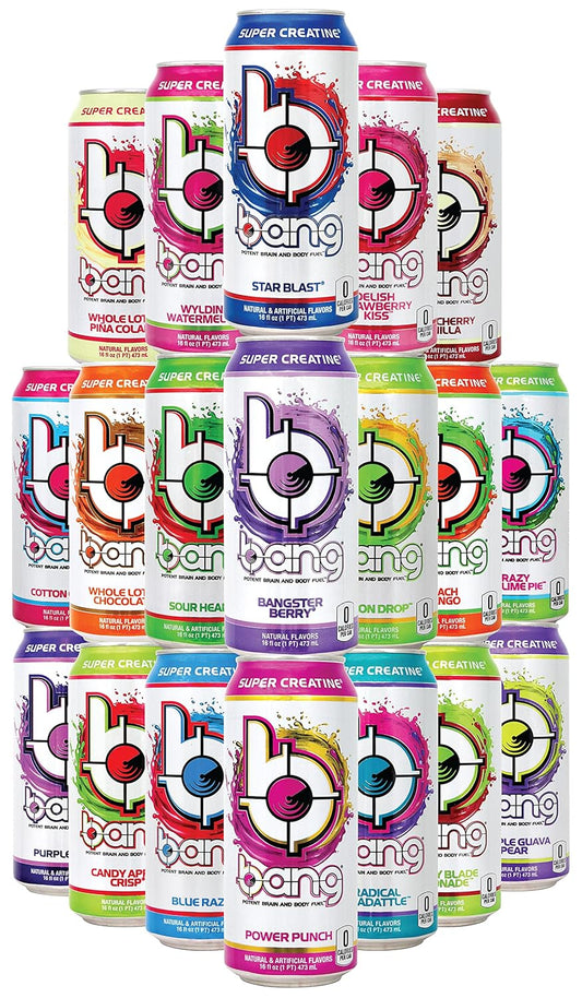 Niro Assortment | Bang Energy Drinks Variety Pack - Bang Potent Brain And Body Fuel | 16Oz Cans | Includes One Niro Beverage Sleeve | 10 Pack Of 6-10 Assorted Flavors