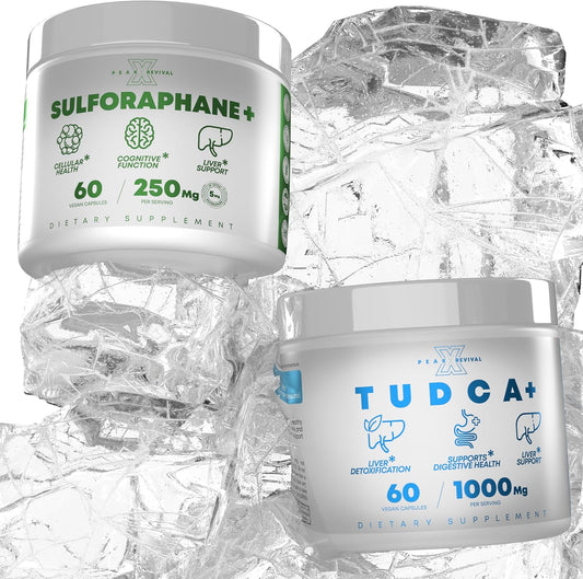 Peak Revival-X TUDCA+ Real Lab-Verified Sulforaphane Supplement Detoxification, Digestive Health, Inflammation, Liver & Cellular Support (60 Vegan Capsules) : Health & Household