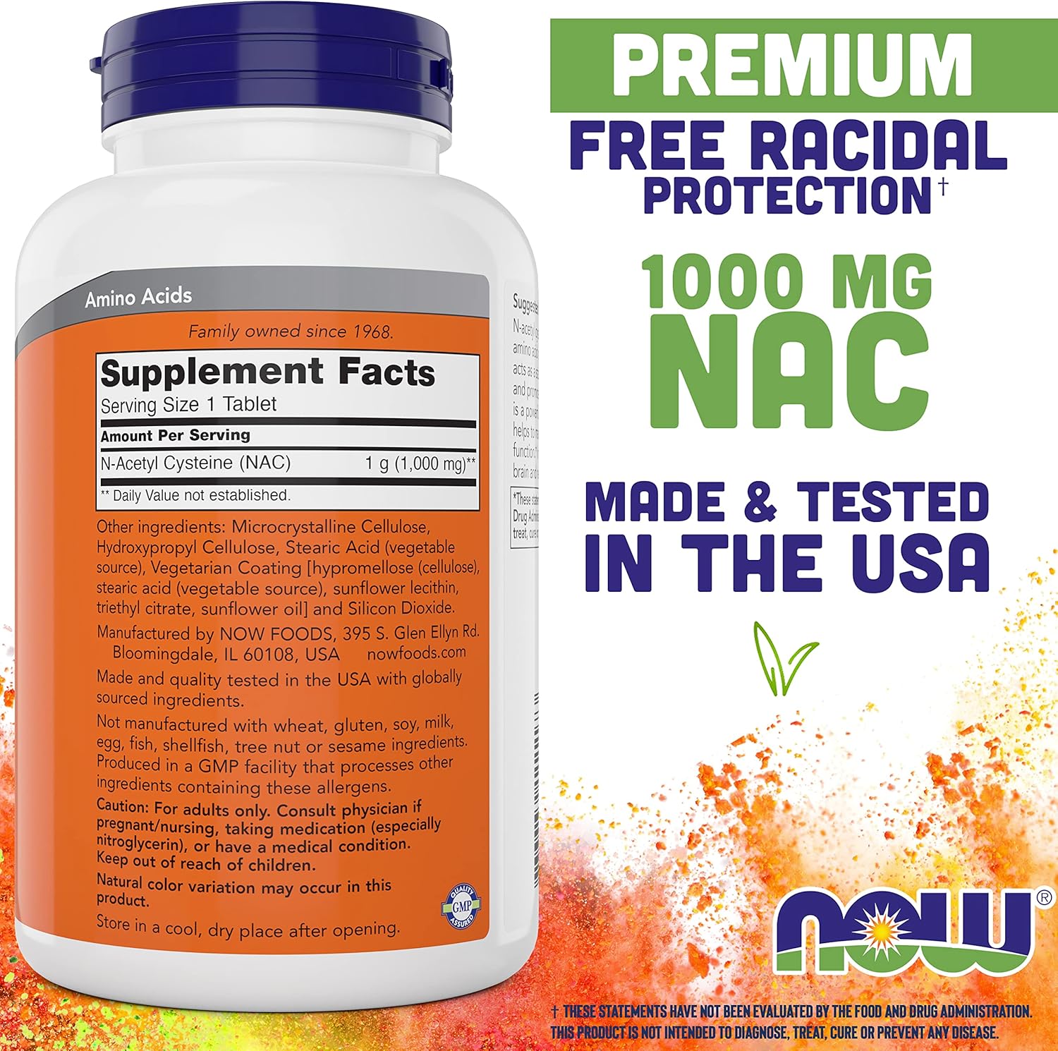 NOW Foods NAC 1000 mg, 250 Tablets, N-Acetyl-Cysteine Supplement 1000mg per Tab - Vegetarian, Non-GMO