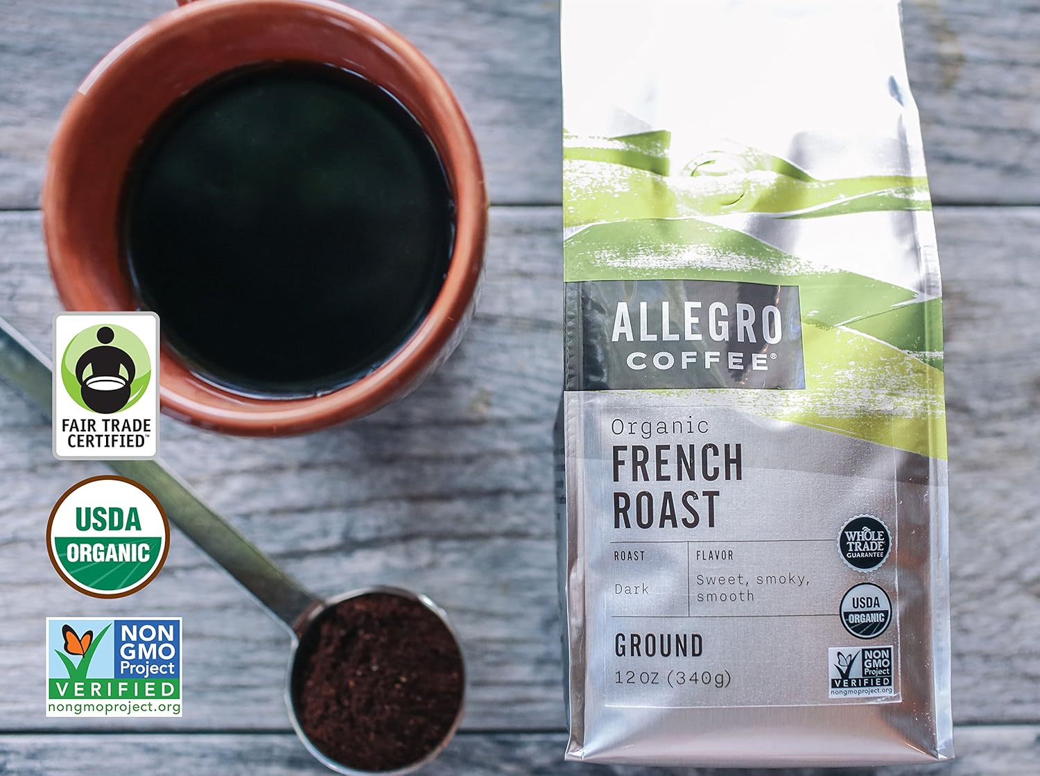 Allegro Coffee Organic French Roast Ground Coffee, 12 Oz