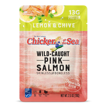 Chicken Of The Sea Pink Salmon With Lemon & Chive, Wild-Caught, Skinless & Boneless, 2.5-Ounce Packets (Pack Of 12)