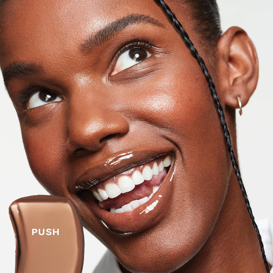 Saie Glossybounce - Hydrating Lip Gloss And Tinted Lip Oil Hybrid With Hyaluronic Acid & Jojoba Oil For Non-Sticky, Ultra-Shiny, Plump & Soft Lips - Everyday Makeup Essential - Push (.17 Oz)