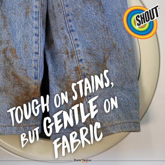 'Shout Advanced Stain Remover Bundle. 'Shout Spray 22 Fl Oz & 'Shout Refill 60 Fl Oz. Includes Bonus Puredealus Silicone Foldable Funnel For Easy Refilling. 3 Piece Set