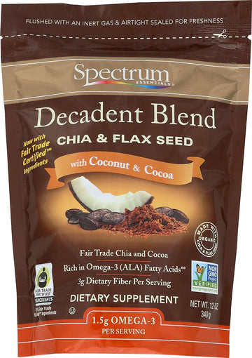 Spectrum Essentials Chia & Flax Seed, Decadent Blend With Coconut & Cocoa, 12 Oz