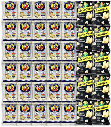 Niro Assortment | Popcorn Snack Pack | Individual Popcorn Snack Bags | Pirates Booty Aged White Cheddar And Smart Food White Cheddar Snack Pack | 40 Packs | Individual Packs