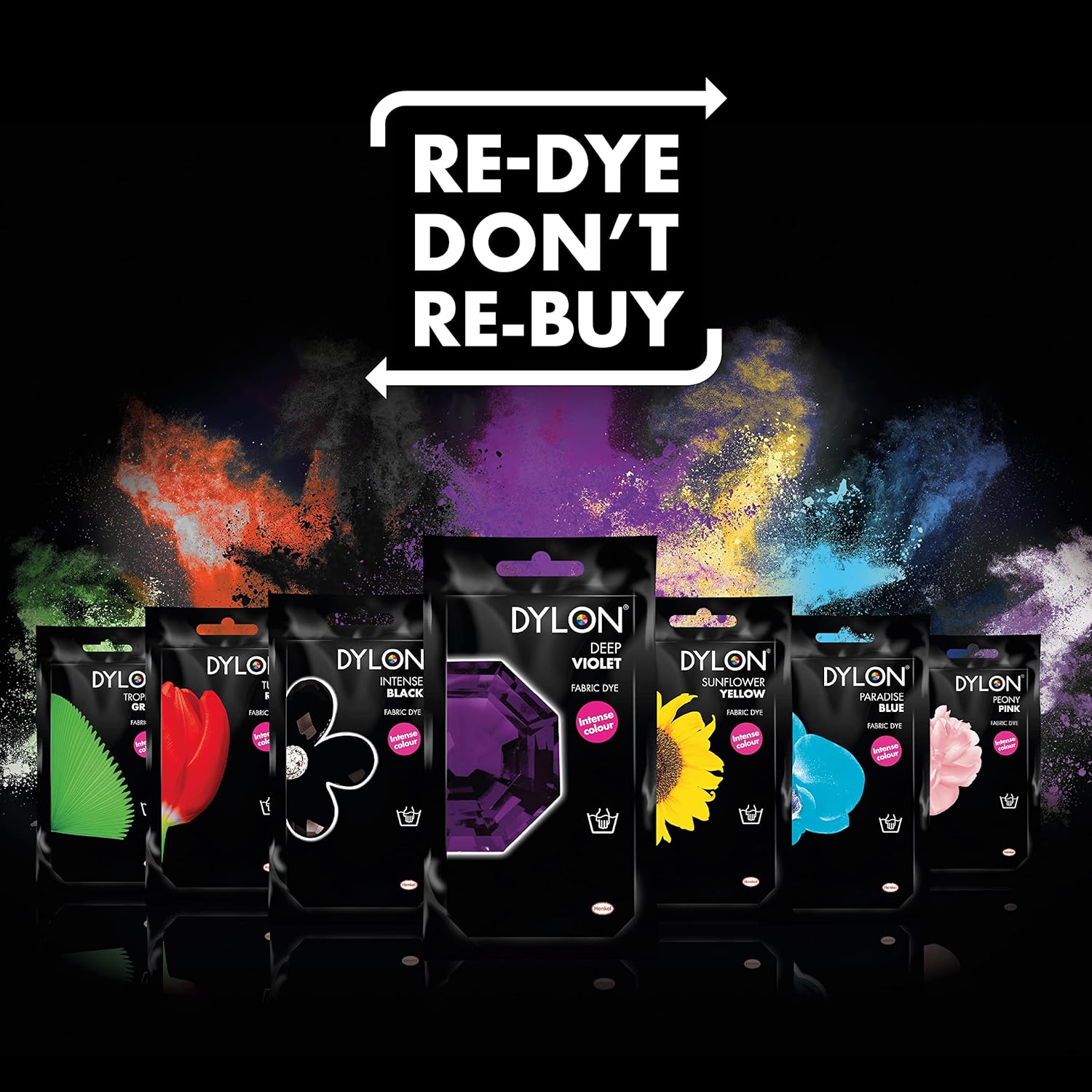 DYLON Hand Dye, Fabric Dye Sachet for Clothes, Soft Furnishings and Projects, 50 g - Intense Black : Amazon.co.uk: Home & Kitchen