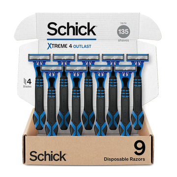 Schick Xtreme 4 Outlast Razor β Schick Xtreme4 Disposable Razors Men, 9 Count (Pack of 1)