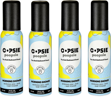 Pre Poop Spray - 4 Pack Morning Shower, Natural Poo Toilet Spray For Bathrooms, Trap Odors & Eliminate Embarrassment, 2Oz Travel Size Air Freshener