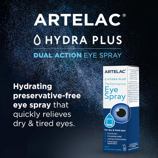 Artelac Dry Eye Spray, Hydra Plus Performance, Dry Eyes Treatment, Immediate Relief Eye Spray For Tired Eyes, Preservative Free Mist, Allergy Relief, Works With Blepharitis Treatment, 10Ml