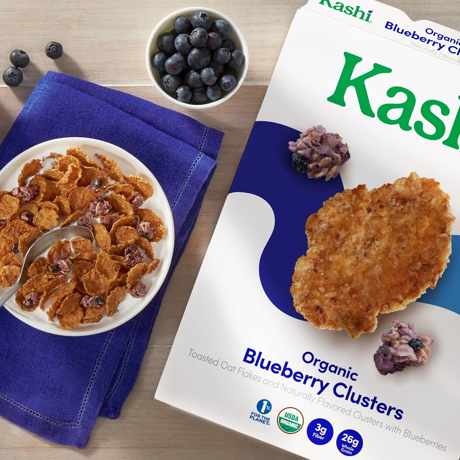 Kashi Breakfast Cereal, Organic, Whole Grain, Blueberry Clusters, 17.2Oz Box (1 Box)