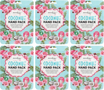 Derma V10 Deeply Moisturising Coconut Hand Pack, Enriched With Coconut Oil And Vitamin E - 6 Pack