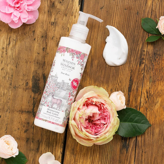 Woods Of Windsor Body Lotion, Floral Body Moisturizer For Women With Notes Of Violet Leaf & Rose Otto, Fast Absorbing Body Cream To Help Soften & Moisturize Skin, True Rose Scent 8.45 Fl Oz