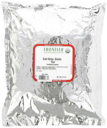 Frontier Co-Op Earl Grey, Green Tea, Certified Organic, Kosher | 1 Lb. Bulk Bag | Camellia Sinensis