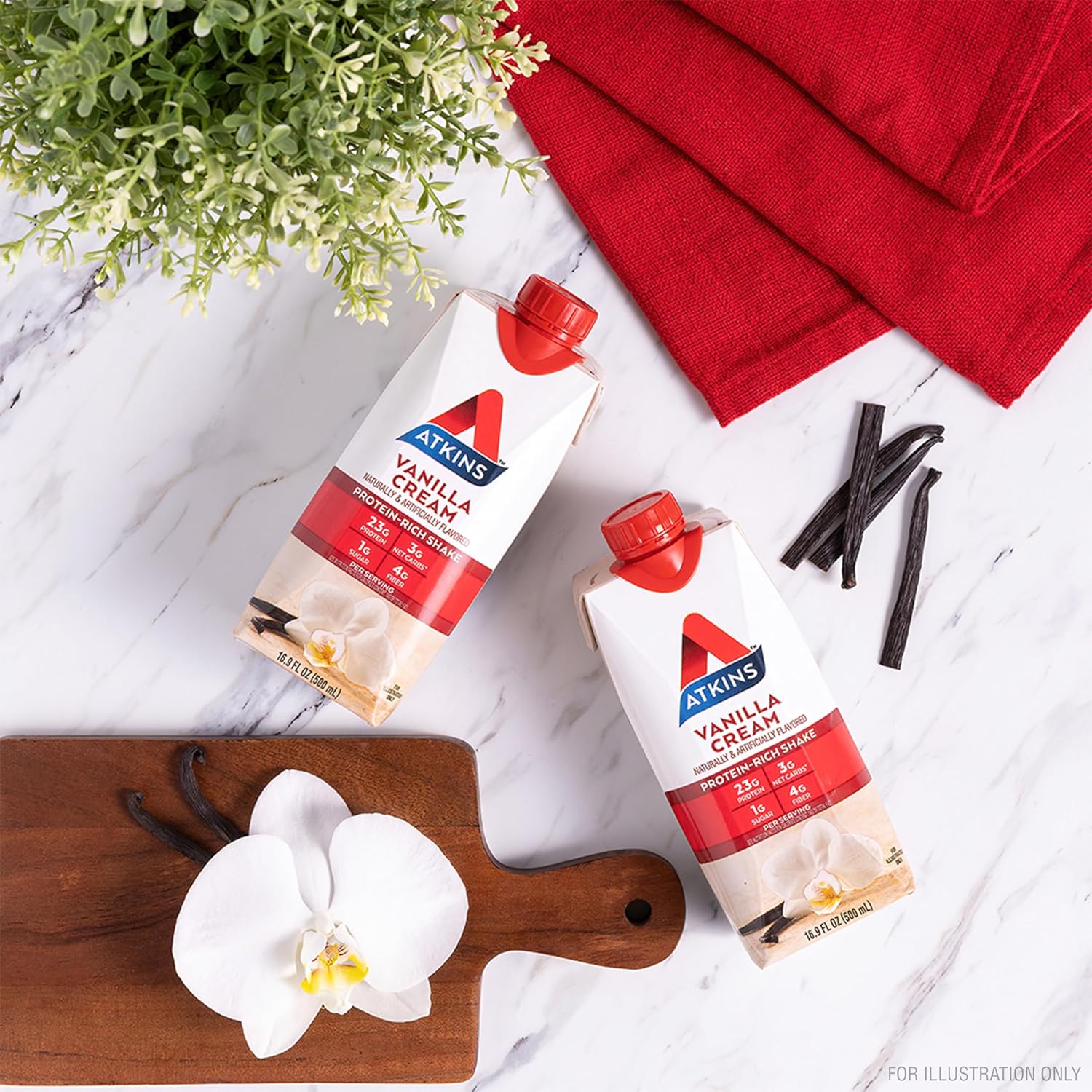 Atkins Vanilla Cream Meal Size Protein Shake, 23G Protein, Low Glycemic, 3G Carb, 1G Sugar, Keto Friendly : Health & Household