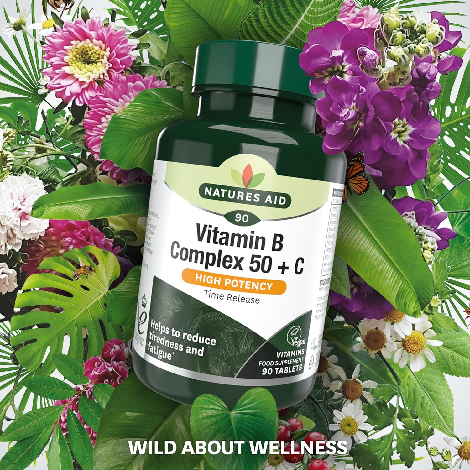 Natures Aid Vitamin B Complex 100mg – High Strength B Vitamins for Energy, Metabolism, Nervous System & Immune Support – Vegan, Gluten-Free, Non-GMO – Natural Supplement – 60 Tablets : Amazon.co.uk: Health & Personal Care