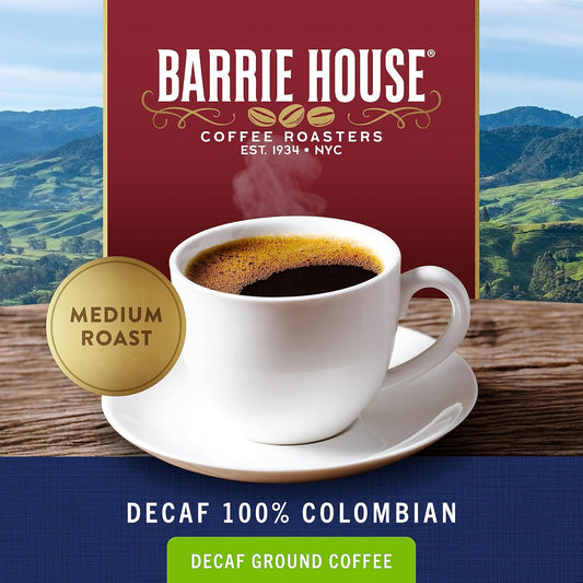 Barrie House Decaf 100% Colombian Single Origin Ground Coffee | Dark Roast | Full-Bodied Flavor I 100% Arabica Coffee Beans I 2 Lb Bag