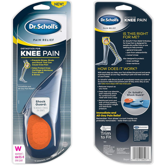 Dr. Scholl'S Knee All-Day Pain Relief Orthotics - Insoles For Immediate And All-Day Knee Pain Relief Including Pain From Osteoarthritis And Runner’S Knee, Size 8-14, 1 Pair, Trim To Fit Inserts