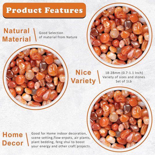 Zaicus 1Lb Red Jasper Tumbled Stones | Polished Crystals Healing | Natural Stones | Feng Shui | Chakra Balancing | Good Luck | Reiki Gift | Home Decor | Size 20-25 Mm