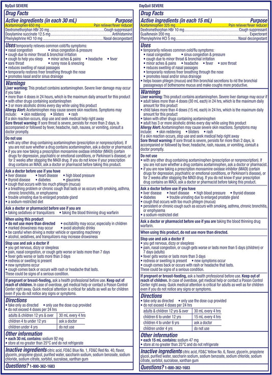 Vicks Dayquil & Nyquil Severe Cold & Flu Max Strength Berry Liquid, Combo Pack