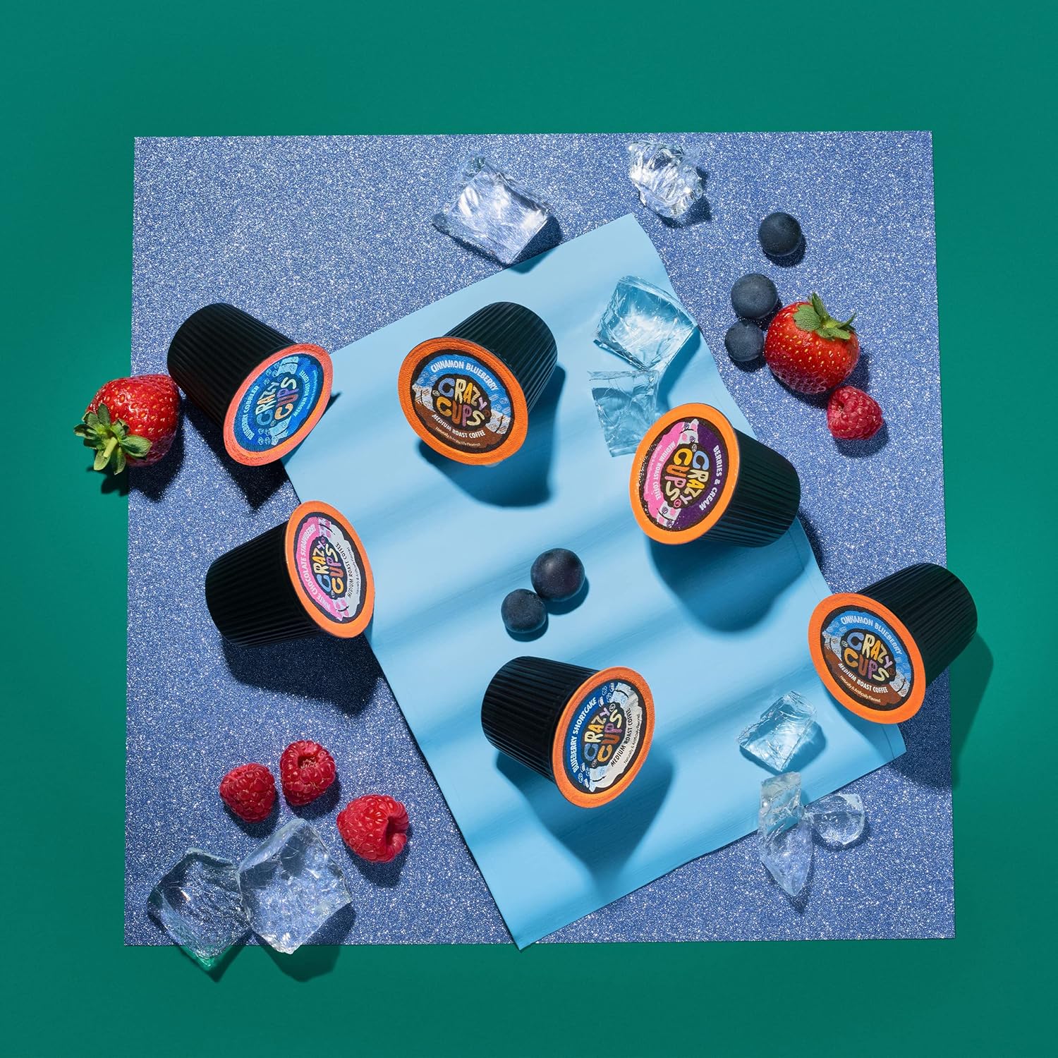 Crazy Cup Blueberry Coffee Pods, Single Serve Blueberry Shortcake Hot Or Iced Coffee Cups For Keurig K Cups Machines, Recyclable Flavored Coffee Blueberry Pods, 22 Count