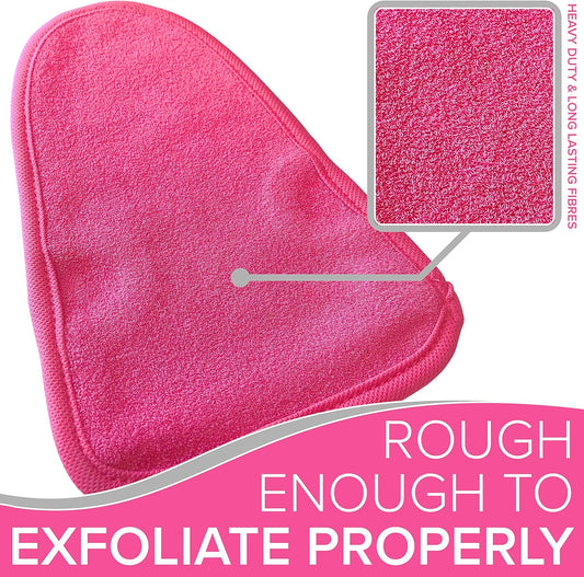 Dead Skin Exfoliating Mitt Deep Pore Cleansing Exfoliating Glove (Pink, Large) At Home Microdermabrasion Dead Skin Remover For Body - Natural Plant Fibre Shower Gloves For Women And Men