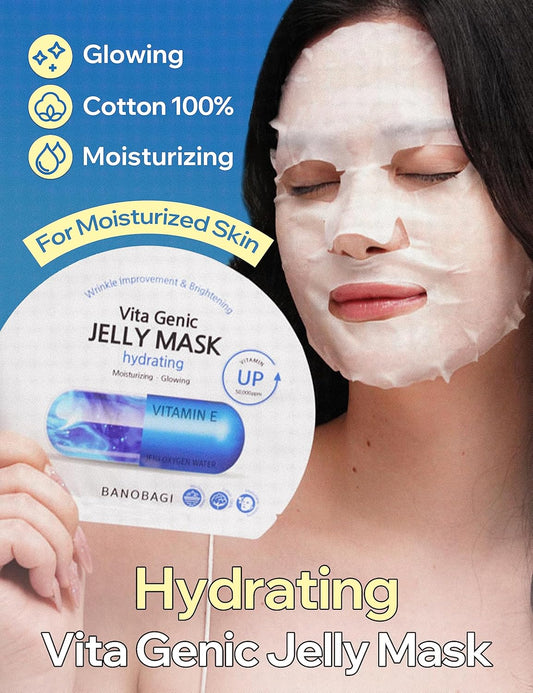 Vita Genic Jelly Hydrating Face Masks Beauty W/Essence & 11 Vitamin Complex | Korean Face Mask Skin Care Sheet | Moisturizing Face Mask Facial Care For Dull & Dry Skin (1.8 Fl Oz, 10 Sheets)