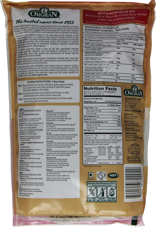 Orgran Free From Buckwheat Spirals 250 G (Pack Of 7)