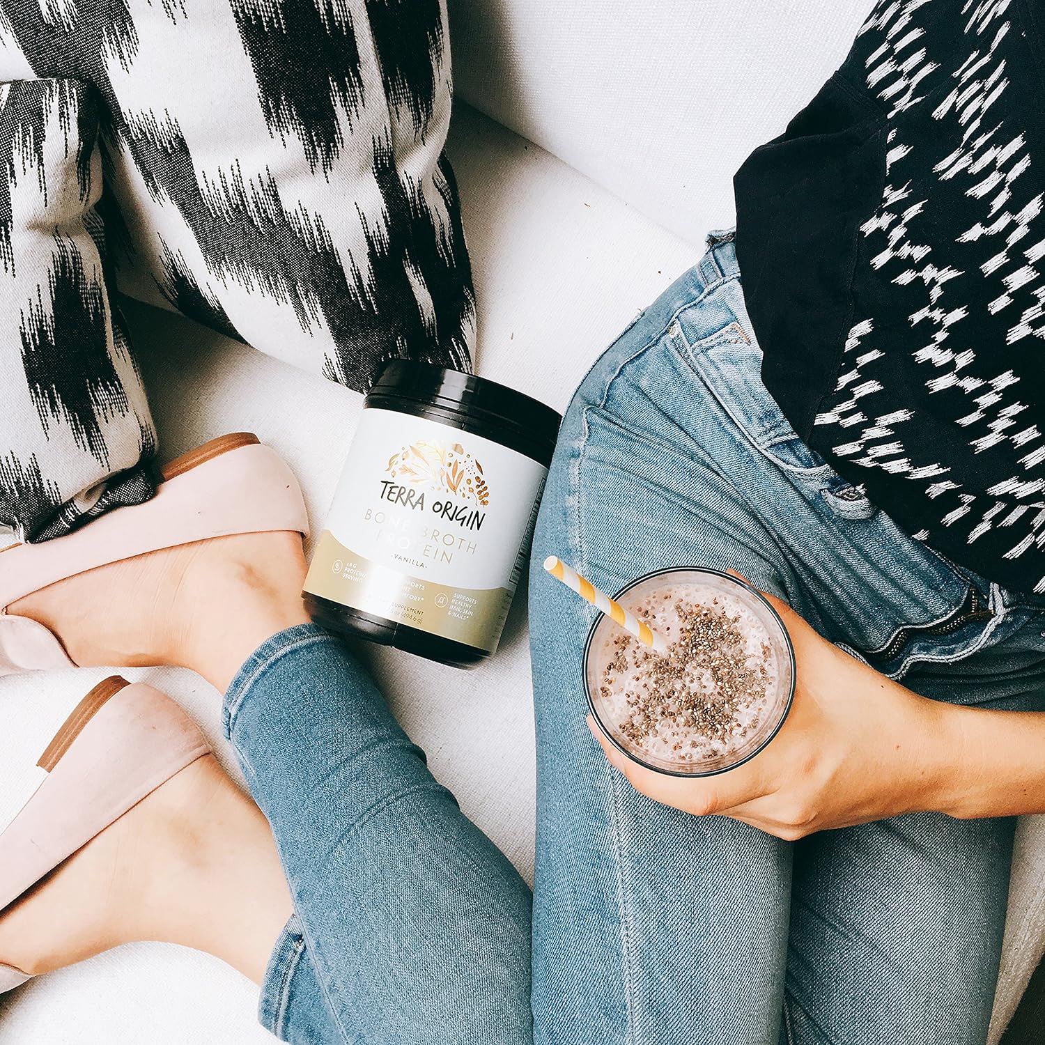 TERRA ORIGIN Collagen Protein Bone Broth Powder, Natural Collagen from Real Whole Food Sources with 17g Protein, for Hair, Skin, Nail and Joint Support, 20 Servings, Chocolate : Everything Else