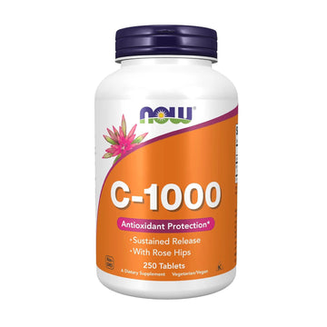 Now Supplements, Vitamin C-1,000 With Rose Hips, Sustained Release, Antioxidant Protection*, 250 Tablets