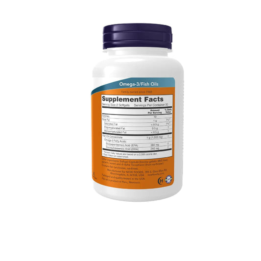 Now Supplements, Omega-3 Mini Gels, 180 Epa/120 Dha, Molecularly Distilled, Cardiovascular Support*, 180 Softgels