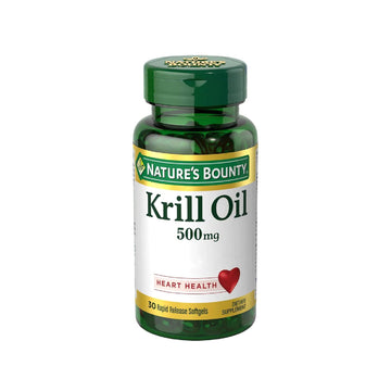 Nature'S Bounty Krill Oil, Heart Health, Dietary Supplement, 500Mg, Rapid Release Softgels, 30 Count