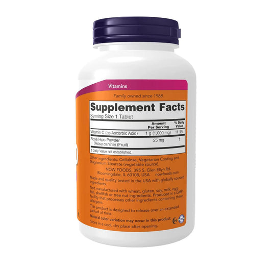 Now Supplements, Vitamin C-1,000 With Rose Hips, Sustained Release, Antioxidant Protection*, 250 Tablets