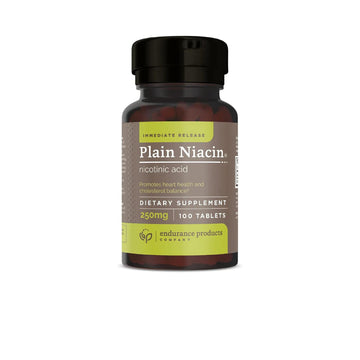 Endurance Products Plain Niacin - 250Mg Immediate Release Niacin With Flush (Vitamin B-3) - Nicotinic Acid 100 Tablets - Non-Gmo, Vegan, Gluten Free Company