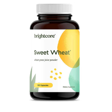 Brightcore Nutrition Sweet Wheat, Ready-To-Drink Athletic Greens, Super Greens With Digestive Enzymes For Digestive Health And Immune Boost, 180 Wheatgrass Juice Powder Capsules