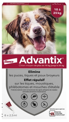 Advantix Medium Dogs 10-25Kg 6 Pipettes