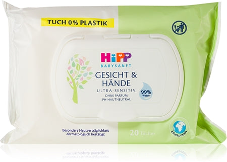 Hipp Babysanft Face & Hands Wet Cleansing Wipes For Children From Birth